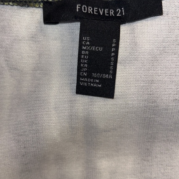 Forever 21 Black & Lime Abstract Bodycon Mini Dress Cord Spaghetti Straps - Picture 6 of 7